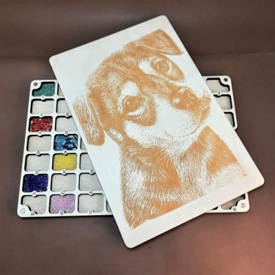 Органайзер для бісеру з дерев'яною кришкою на 56 пронумерованих комірок (060325)