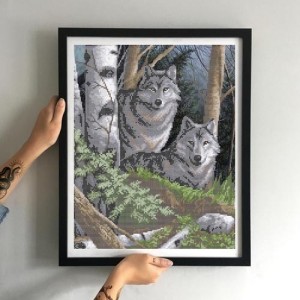 Схема картини Золота Підкова ЗПТ-016 "Вовки в лісі" для вишивання бісером на шовку