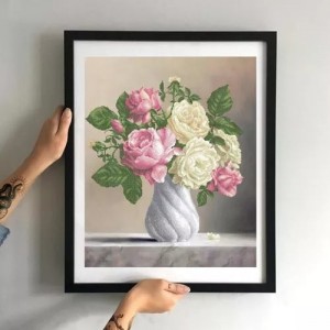 Схема картини Золота Підкова ЗПК-025 "Троянди у вазі" для вишивання бісером на шовку