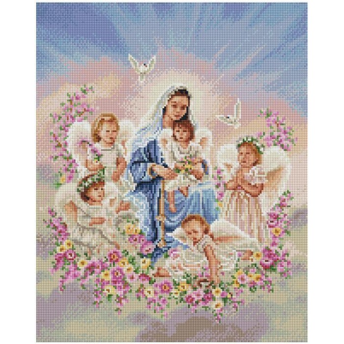 Алмазна мозаїка Ікона "Діва Марія з ангелами" 40х50 SP091