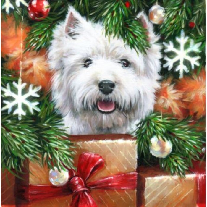 Алмазна вишивка (набір) "Вест хайленд з подарунками" (DM-420)