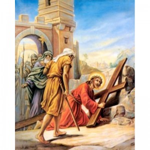 Алмазна вишивка (набір) "Ісус уперше падає під тягарем хреста" (DM-446)