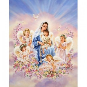 Алмазна мозаїка Ікона "Діва Марія з ангелами" 40х50 SP091