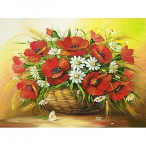 Набір алмазної вишивки ColorArt 30х40см "Букет маків з ромашками" ST416