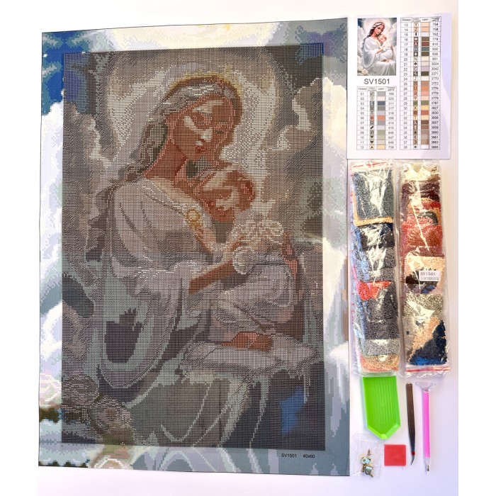 Алмазна мозаїка 40x60 "Мадонна з немовлям" SV1501