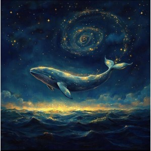 Алмазна мозаїка ColorArt 40x40 "Космічний кит" + голограмні алмазики FS1411