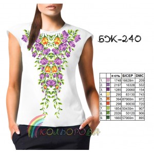 Блузка жіноча без рукавів БЖ-240. Заготовка під вишивку