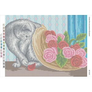 БС-3121 Кіт з капелюхом. Схема для вишивки бісером