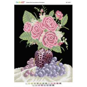 БС-3247 Натюрморт з трояндами (частк. вишивка). Схема для вишивки бісером