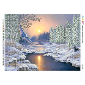БС-3248 Зимовий пейзаж (частк. вишивка). Схема для вишивки бісером
