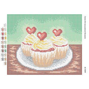 БС-4049 Тістечка з кремом. Схема для вишивки бісером