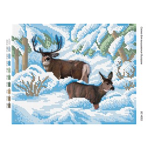 БС-4055 Олені взимку. Схема для вишивки бісером