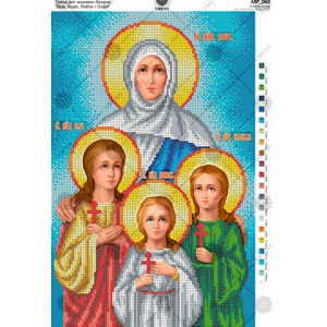 Схема для вишивки бісером "Св. мучениці Віра, Надія, Любов і матір їх Софія" (А3Р-062)