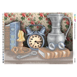 БС-3284 Натюрморт з годинником. Схема для вишивки бісером
