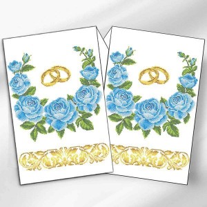 Рушник весільний великий "Блакитно-жовті троянди" РВВ-064 (РВВ-064)