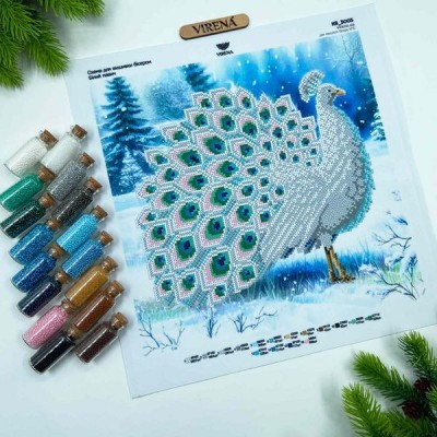 Квадрат "Білий павич" КВ 3003 (КВ-3003_Бісер)