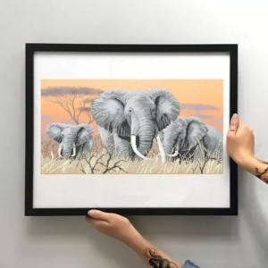 Схема картини Золота Підкова ЗПТ-007 "Слони" для вишивання бісером на шовку