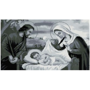 Алмазна мозаїка 40х70 Ікона "Свята родина" монохром сіра SS807