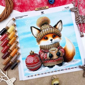 Квадрат "Лисеня з кавою" КВ 3005 (КВ-3005_Бісер)