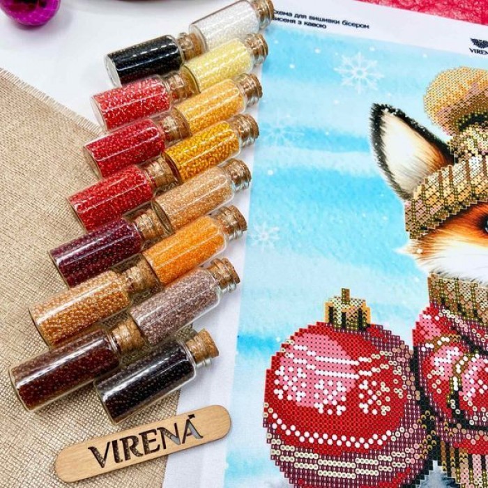 Квадрат "Лисеня з кавою" КВ 3005 (КВ-3005_Бісер)