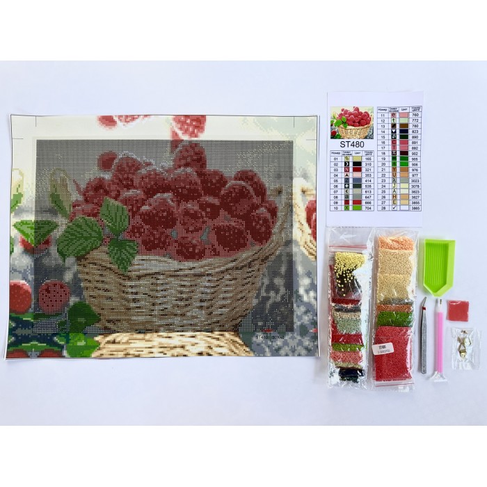 Алмазна мозаїка 30x40 "Малина у корзині" ST480