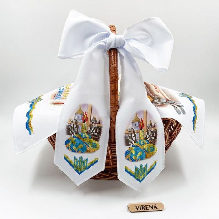 Бант пасхальний з гербом та патріотичними писанками для вишивання бісером (БК-083)