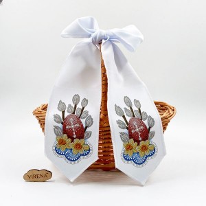 Стильний бант для великоднього кошика з писанкою та квітами для вишивання бісером та бусинами (БК-081)