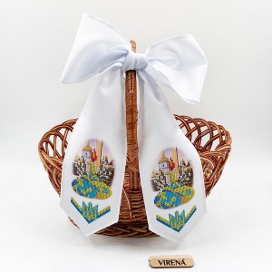 Бант пасхальний з гербом та патріотичними писанками для вишивання бісером (БК-083)