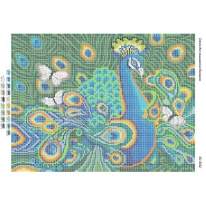 БС-3032 Павич. Схема для вишивки бісером