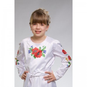 Заготовка дитячої вишиванки на 1-3 років "Маки, волошки, колоски" для вишивки бісером (БД010кБ28нн)