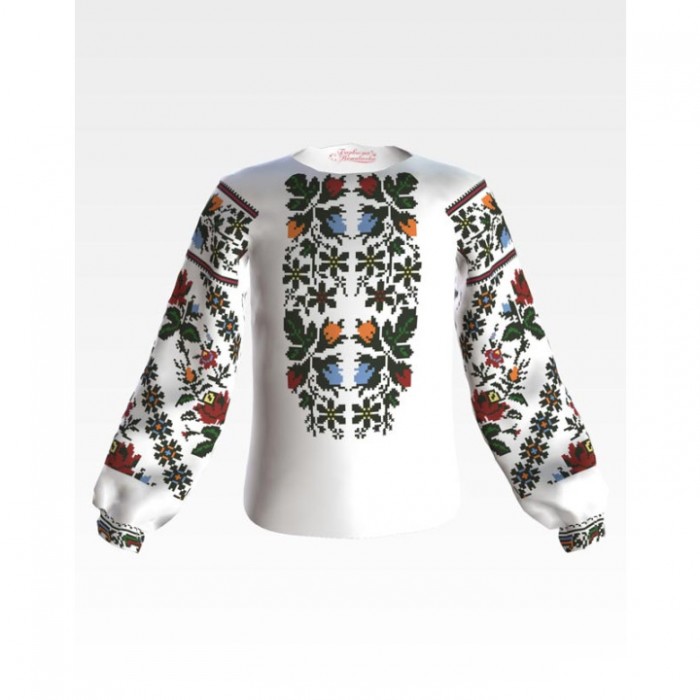 Заготовка дитячої вишиванки на 1-3 років "Сокальська троянда" для вишивки бісером (БД078кБ28нн)