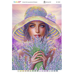 БС-3450 Дівчина з букетом лаванди І (частк. вишивка). Схема для вишивки бісером