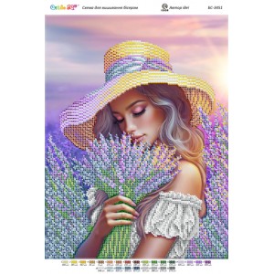 БС-3451 Дівчина з букетом лаванди ІІ (частк. вишивка). Схема для вишивки бісером