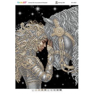 БС-3452 Дівчина з конем І (частк. вишивка). Схема для вишивки бісером