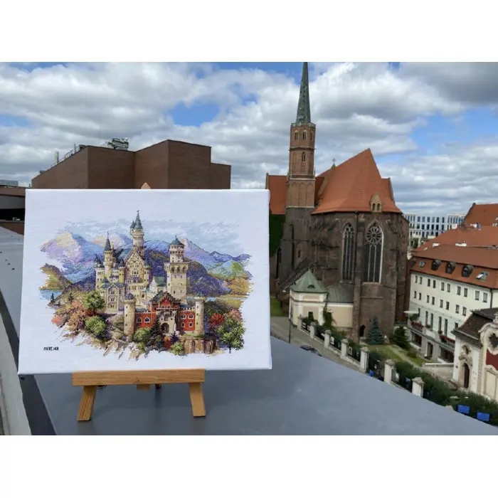 К-201В Замок Нойшванштайн. Мережка. Набір для вишивки хрестиком на рівномірці