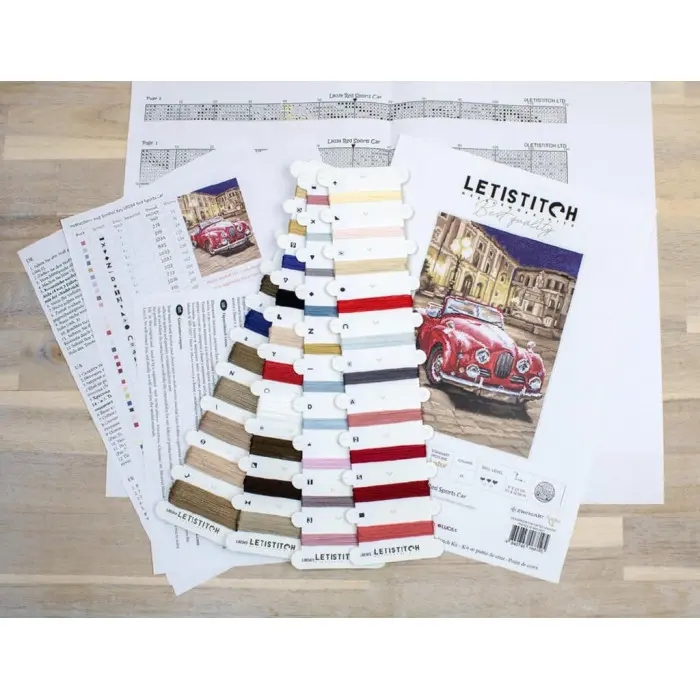 L8034 Червоний спортивний автомобіль. Letistitch. Набір для вишивання хрестиком