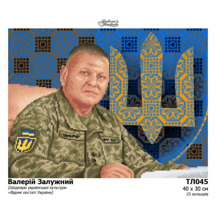 Схема картини "Валерій Залужний" для вишивки бісером на тканині (Колекція «Шедеври української культури») (ТЛ-045)