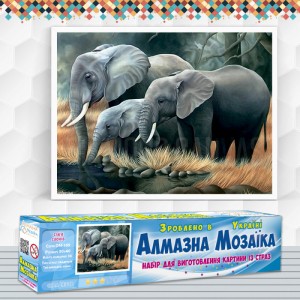 Алмазна вишивка (набір) "Сім'я слонів" (DM-189)