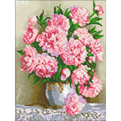 Алмазна вишивка 30х40 "Ажурні піони" АМС-124