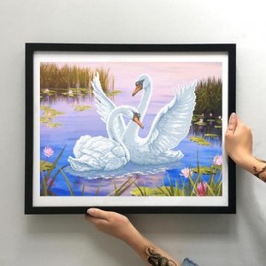 Схема картини Золота Підкова ЗПТ-008 "Лебедина пара" для вишивання бісером на шовку