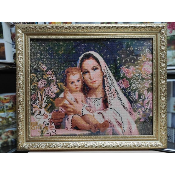 Набір для алмазного мозаїки ColorArt 40х50 Ікона "Діва Марія з Ісусом" SP011