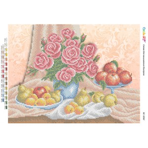 БС-3262 Натюрморт з трояндами (частк. вишивка). Схема для вишивки бісером