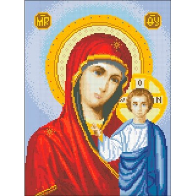 Алмазна мозаїка Ікона "Богородиця Казанська" 30х40 АМС-017