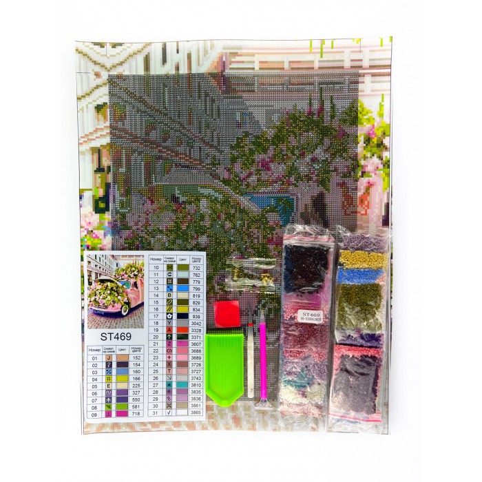 Алмазна мозаїка ColorArt "Автомобіль у квітах" 30х40 ST469