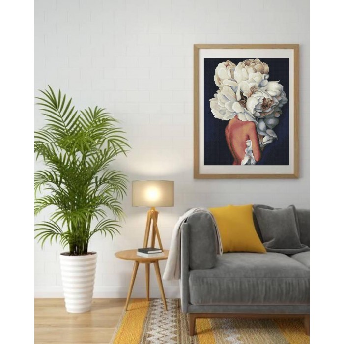 Алмазна мозаїка "Дама з піонами" SP111