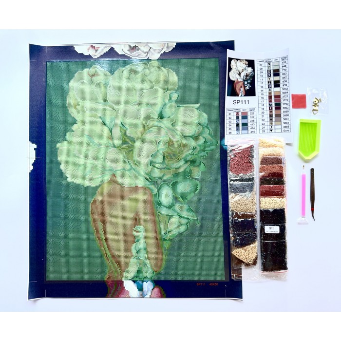 Алмазна мозаїка "Дама з піонами" SP111