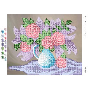 БС-4015 Натюрморт Бузок і Троянди (частк. вишивка). Схема для вишивки бісером