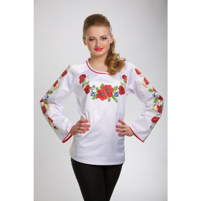 Заготовка жіночої вишиванки "Маки, волошки, колоски" для вишивки бісером (БЖ013кБнннн)