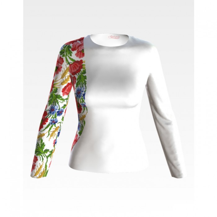 Заготовка жіночої вишиванки "Червоні маки, волошки, колоски" для вишивки бісером (БЖ180кБнннн)