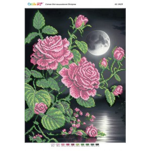 БС-3429 Троянда вночі (частк. вишивка). Схема для вишивки бісером